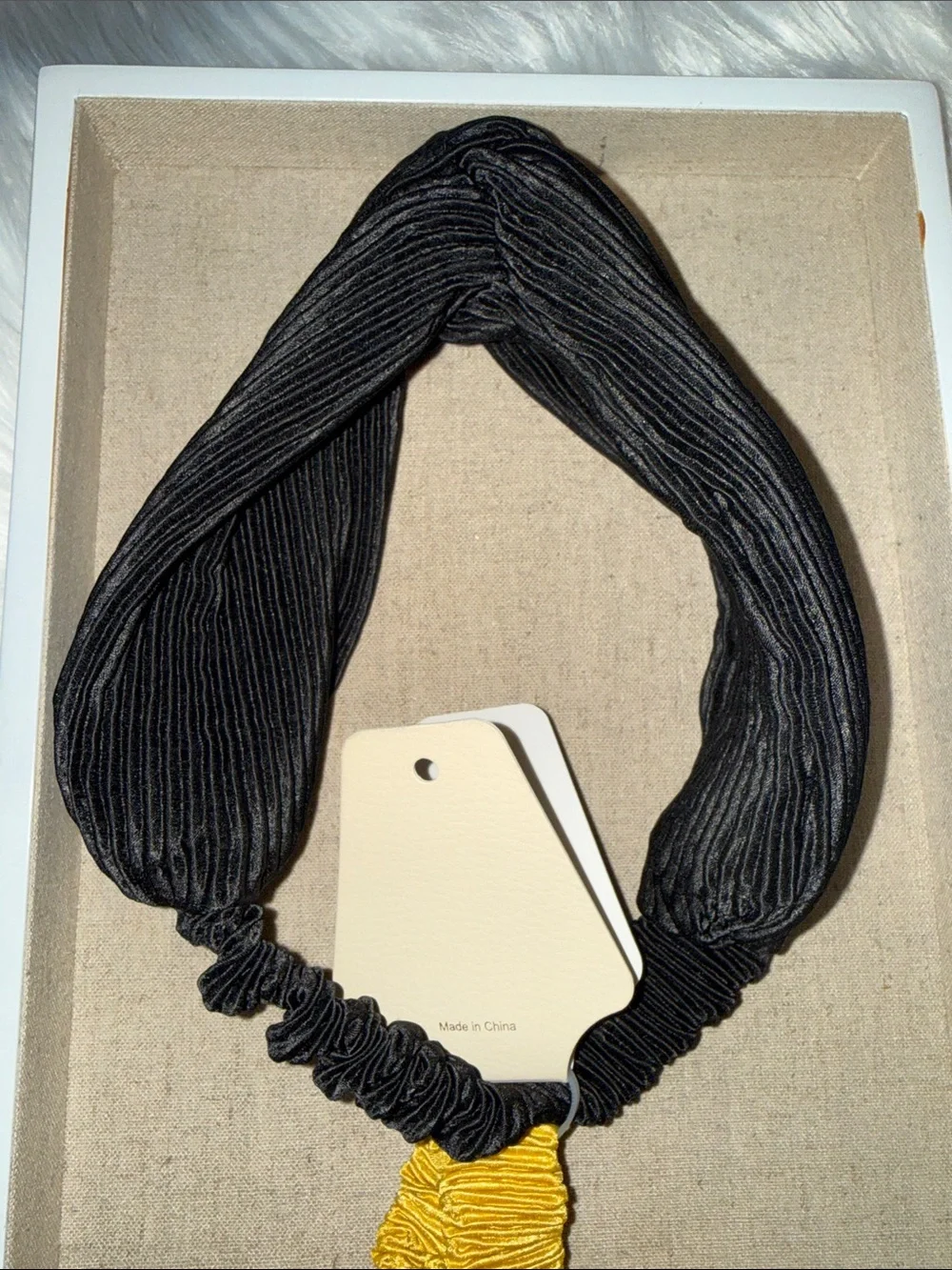 C&C California Pleated Satin Headband Set - Black & Mustard Yellow